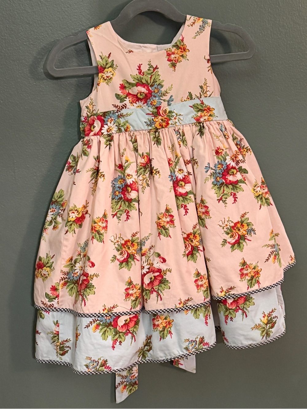 Laura Ashley London Pink and Light Blue Floral Layered Tulle Dress